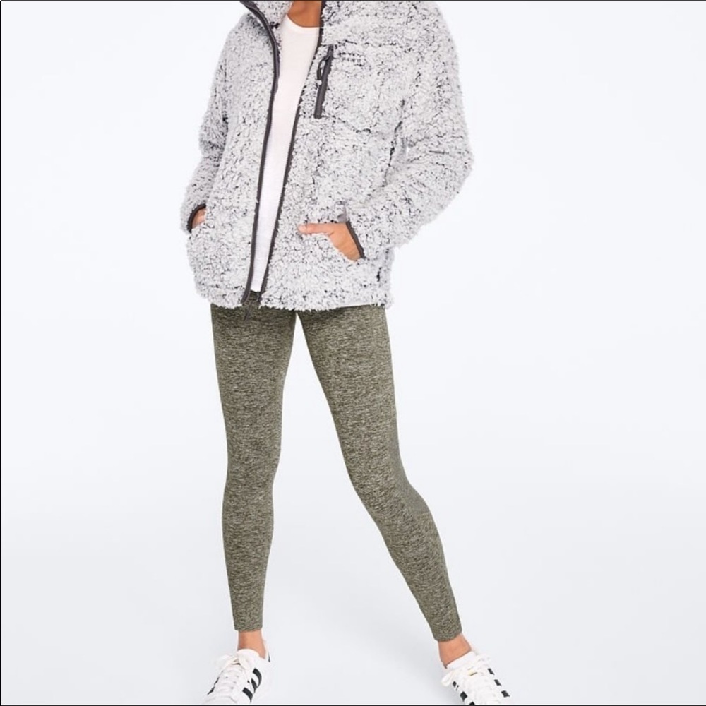 Vs Pink High Waist Extreme Cozy Side Pockets Leggings Heather Green